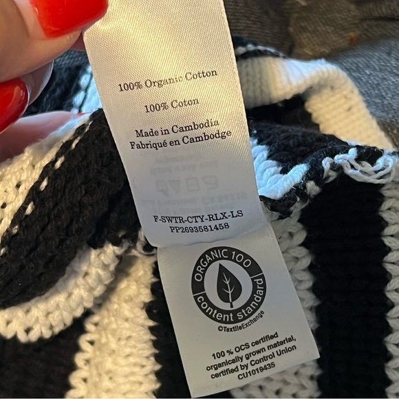 Everlane The Organic Cotton Open-Stitch Crew neck striped pullover sweater, sz L - Picture 12 of 13